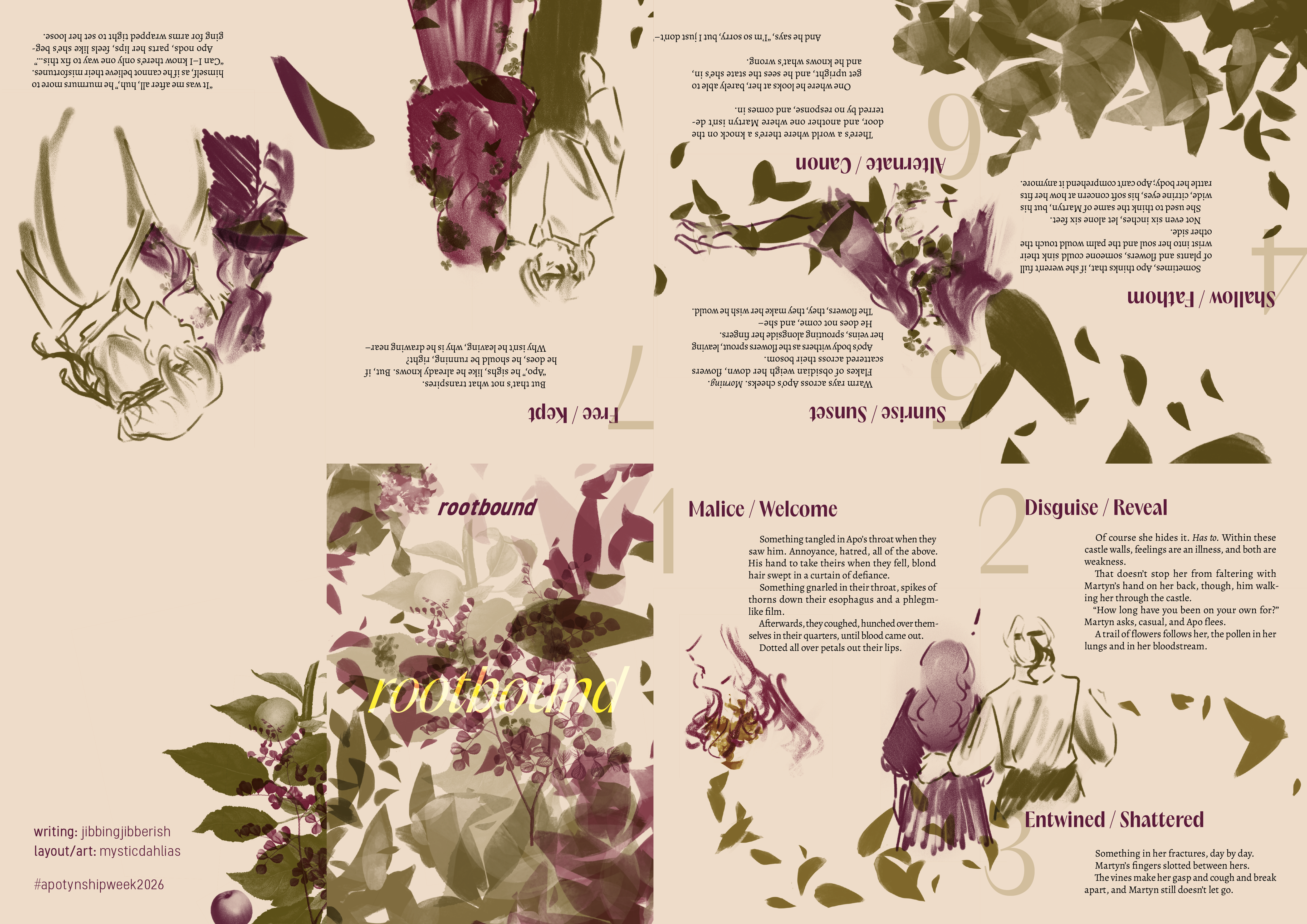 All eight pages of the zine as described prior in the 8 page zine print format.